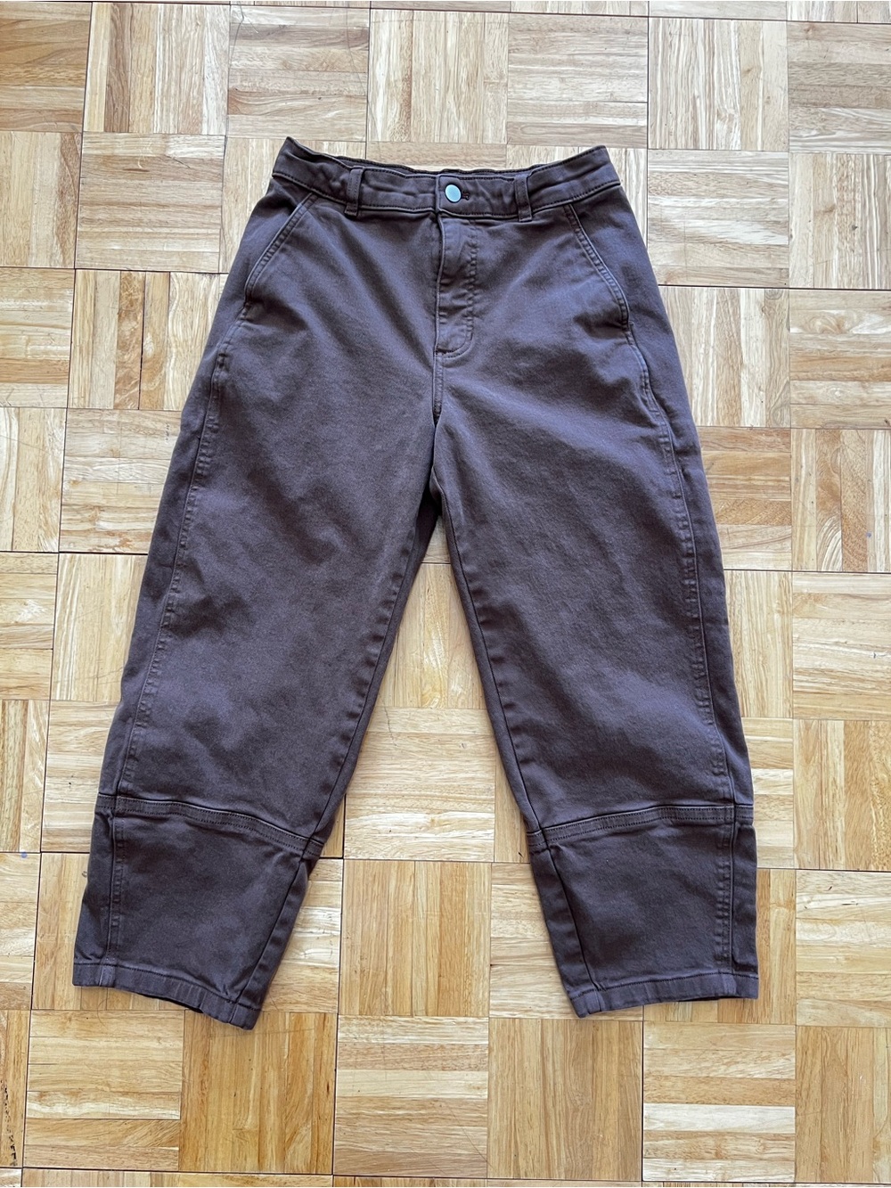 Everlane Women's Utility Barrel Pant Cocoa Brown Relaxed High Rise Curve Leg